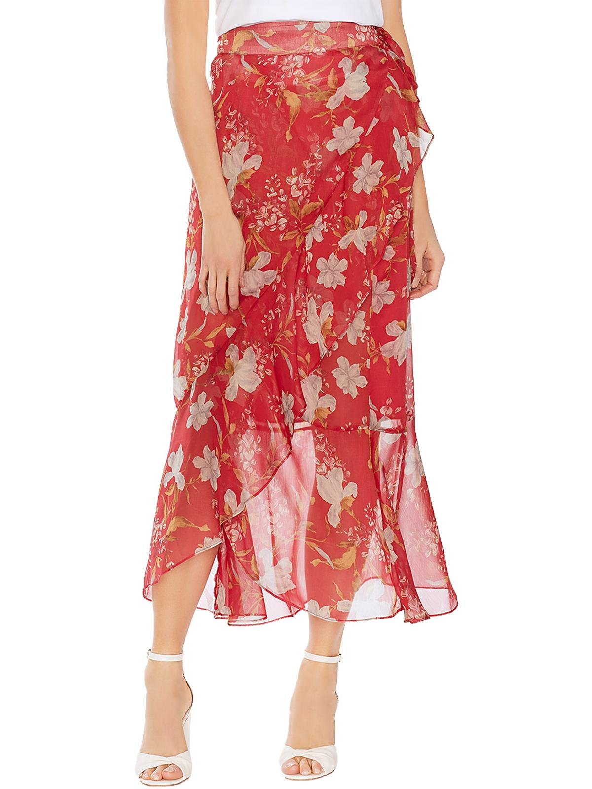 Vince Camuto Womens Floral Ruffled Wrap Skirt